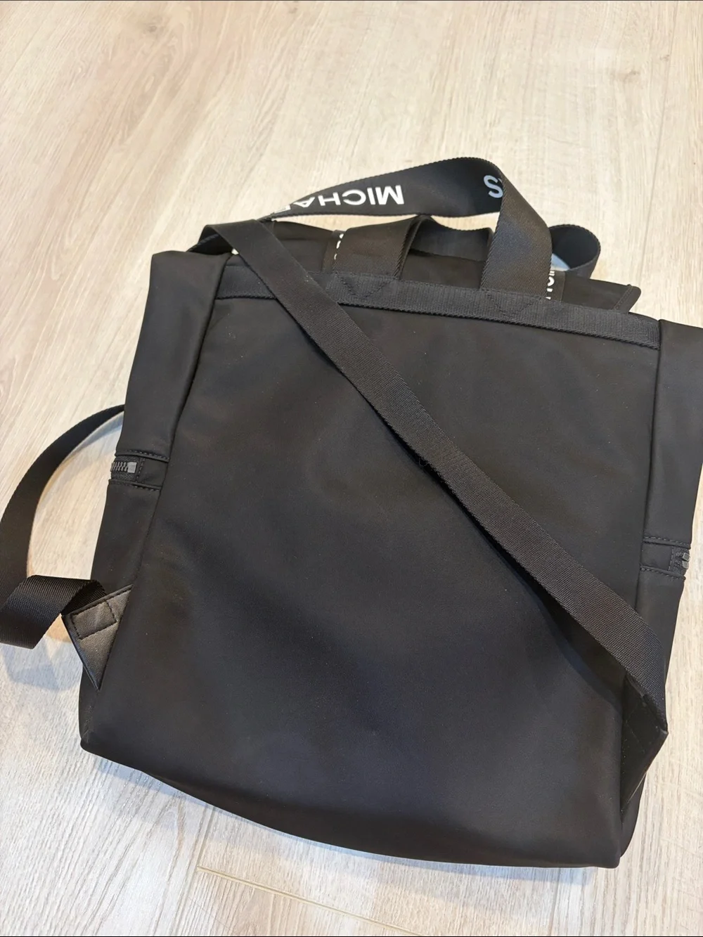 Michael Kors Black Nylon Logo Strap Backpack